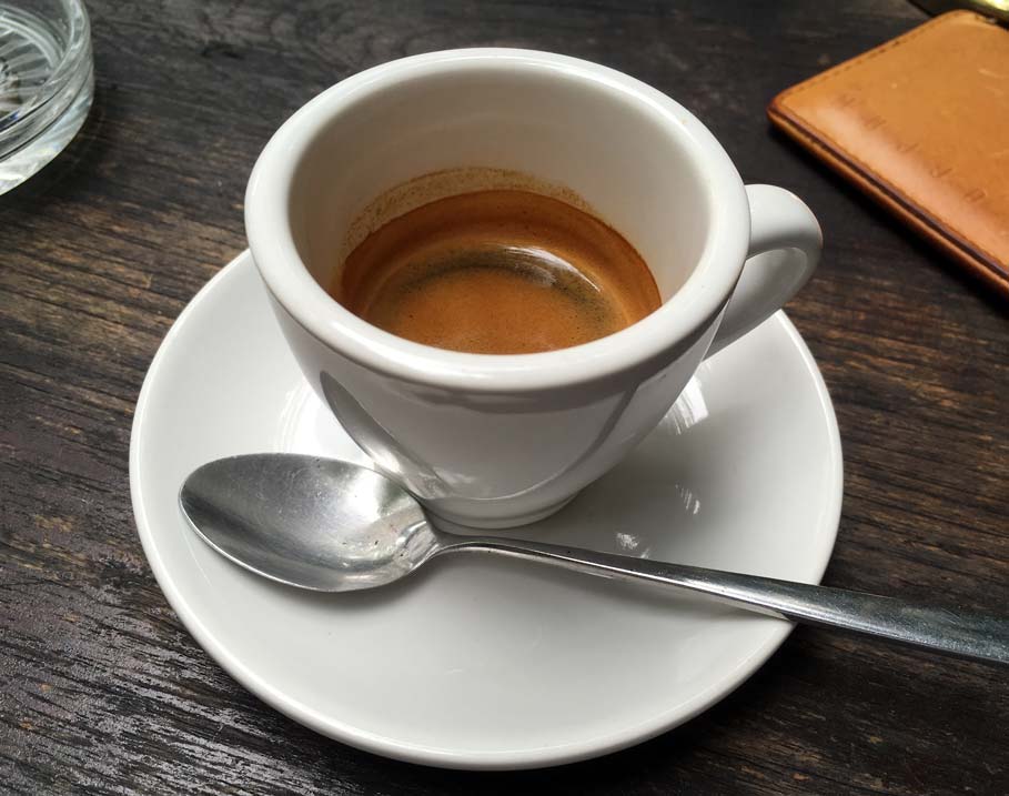 double espresso in white cup